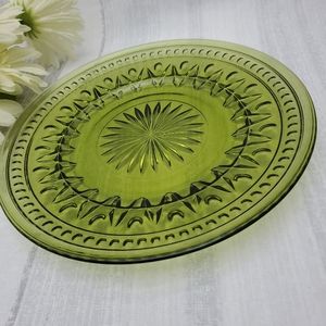 Vintage Indiana Glass Co. Colony Green Park Lane Pattern Glass Plate